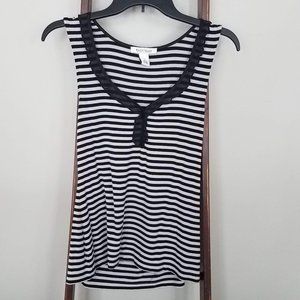 White House Black Market striped tank top with ruffle